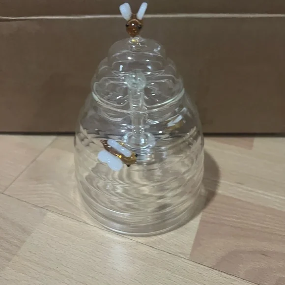 Neiman Marcus Glass Honey Jar with Bee Accents - Picture 4 of 5